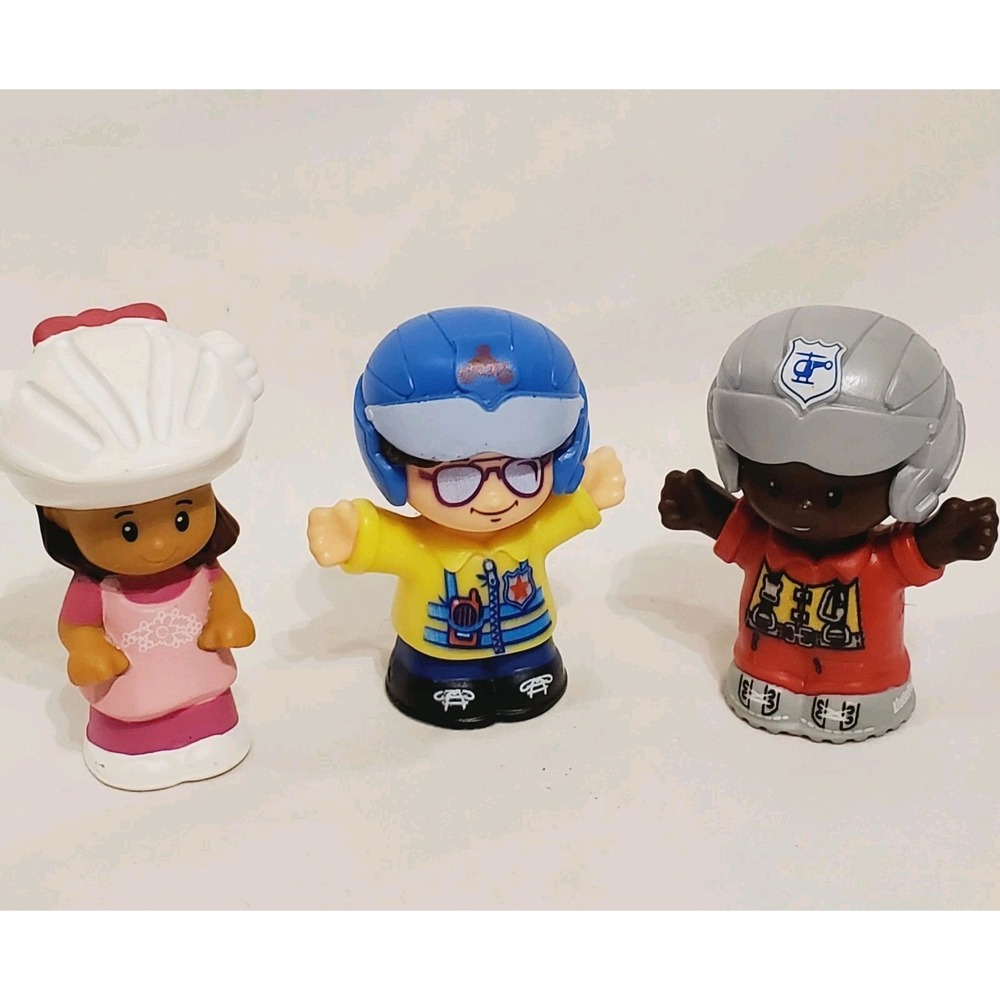 Fisher Price Little People Mia Policewoman Becky Helicopter Pilot 3 Figure Set